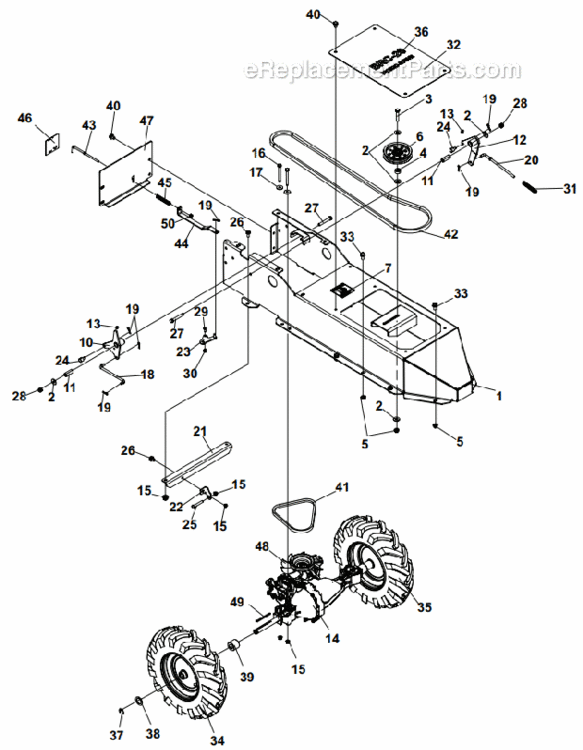 Main_Frame_Assembly Diagram and Parts List for 5126-32-20 Honda GX390 HD Little Wonder Brush Cutter